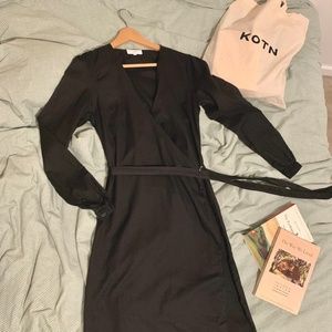 Kotn Black Wrap Midi Dress